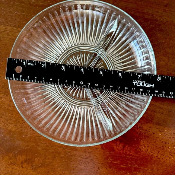 Vintage KIG Indonesia Ribbed Glass 3 Part Relish Tray Candy Nut Trinket Dish 8” - Picture 4 of 5